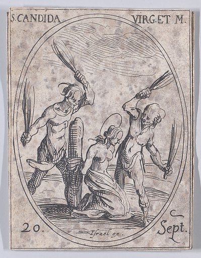 Ste. Candide, vierge et martyre (St. Candida, Virgin and Martyr), September 20th, from "Les Images De Tous Les Saincts et Saintes de L'Année" (Images of All of the Saints and Religious Events of the Year)