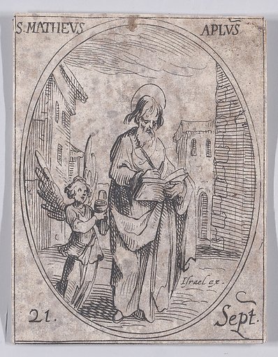 S. Mathieu, apôtre (St. Matthew, Apostle), September 21st, from "Les Images De Tous Les Saincts et Saintes de L'Année" (Images of All of the Saints and Religious Events of the Year)