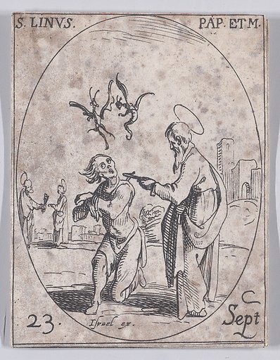 S. Lin, pape (St. Linus, Pope), September 23rd, from "Les Images De Tous Les Saincts et Saintes de L'Année" (Images of All of the Saints and Religious Events of the Year)