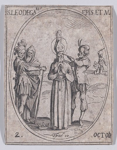 S. Léger, évêque et martyr (St. Leger, Bishop and Martyr), October 2nd, from "Les Images De Tous Les Saincts et Saintes de L'Année" (Images of All of the Saints and Religious Events of the Year)
