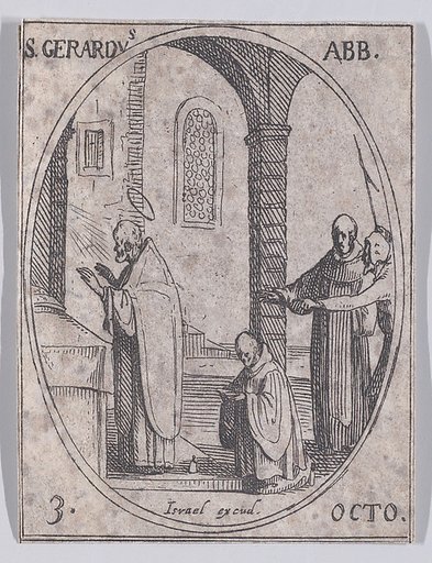 S. Gérard, abbé (St. Gerard, Abbot), October 3rd, from "Les Images De Tous Les Saincts et Saintes de L'Année" (Images of All of the Saints and Religious Events of the Year)