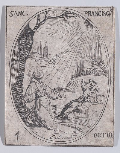 S. François (St. Francis), October 4th, from "Les Images De Tous Les Saincts et Saintes de L'Année" (Images of All of the Saints and Religious Events of the Year)