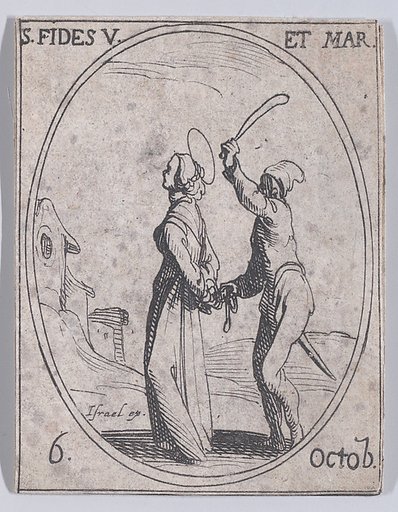 Ste. Foi, vierge et martyre (St. Faith, Virgin and Martyr), October 6th, from "Les Images De Tous Les Saincts et Saintes de L'Année" (Images of All of the Saints and Religious Events of the Year)