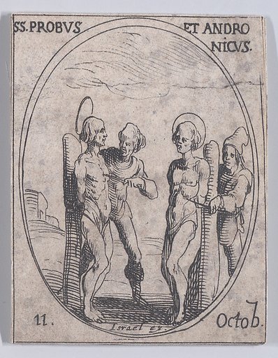 S. Probe et S. Andronique (St. Probus and St. Andronicus), October 11th, from "Les Images De Tous Les Saincts et Saintes de L'Année" (Images of All of the Saints and Religious Events of the Year)