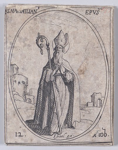 S. Maximilien, évêque (St. Maximilian, Bishop), October 12th, from "Les Images De Tous Les Saincts et Saintes de L'Année" (Images of All of the Saints and Religious Events of the Year)