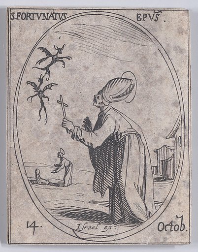 S. Fortunat, évêque (St. Fortunatus, Bishop), October 14th, from "Les Images De Tous Les Saincts et Saintes de L'Année" (Images of All of the Saints and Religious Events of the Year)