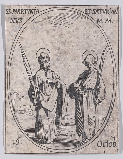 S. Martinien et S. Saturien (St. Martinian and St. Saturnian), October 16th, from "Les Images De Tous Les Saincts et Saintes de L'Année" (Images of All of the Saints and Religious Events of the Year)