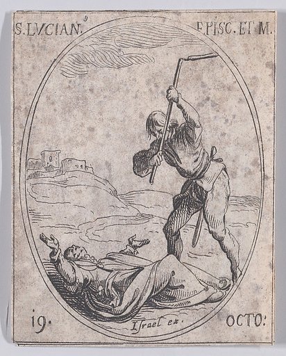 S. Lucien, évêque (St. Lucian, Bishop), October 19th, from "Les Images De Tous Les Saincts et Saintes de L'Année" (Images of All of the Saints and Religious Events of the Year)