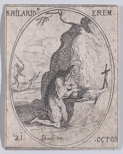 S. Ilarion, ermite (St. Hilarion, Hermit), October 21st, from "Les Images De Tous Les Saincts et Saintes de L'Année" (Images of All of the Saints and Religious Events of the Year)