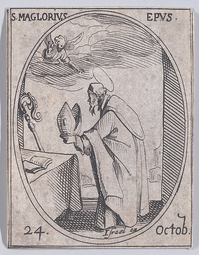 S. Magloire, évêque (St. Maglorius, Bishop), October 24th, from "Les Images De Tous Les Saincts et Saintes de L'Année" (Images of All of the Saints and Religious Events of the Year)