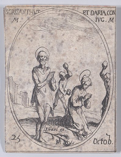 S. Chrisante et Ste. Darie, Sa Femme (St. Chrysanthus and St. Daria, His Wife), October 25th, from "Les Images De Tous Les Saincts et Saintes de L'Année" (Images of All of the Saints and Religious Events of the Year)