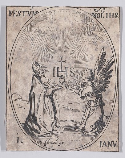 La Fête du Nom de Jésus (The Feast of the Name of Jesus), January 1st, from "Les Images De Tous Les Saincts et Saintes de L'Année" (Images of All of the Saints and Feast Days of the Year)