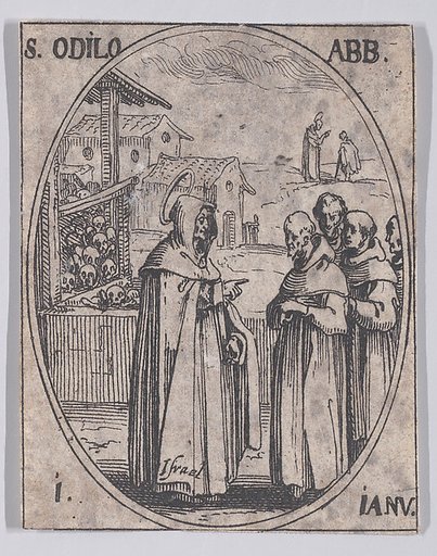 S. Odilon, abbé (St. Odilo, Abbot), January 1st, from "Les Images De Tous Les Saincts et Saintes de L'Année" (Images of All of the Saints and Feast Days of the Year)