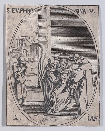Ste. Euphrosine, vierge (St. Euphrosyne, Virgin), January 2nd, from "Les Images De Tous Les Saincts et Saintes de L'Année" (Images of All of the Saints and Feast Days of the Year)