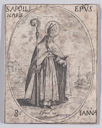 S. Apollinaire, évêque (St. Apollinaris, Bishop), January 8th, from "Les Images De Tous Les Saincts et Saintes de L'Année" (Images of All of the Saints and Feast Days of the Year)
