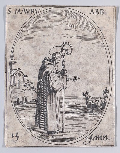 S. Maur, abbé (St. Maurus, Abbot), January 15th, from "Les Images De Tous Les Saincts et Saintes de L'Année" (Images of All of the Saints and Feast Days of the Year)