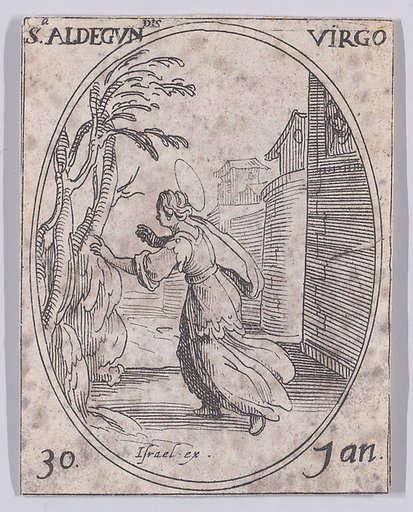 Ste. Aldegonde, vierge (St. Aldegundis, Virgin), January 30th, from "Les Images De Tous Les Saincts et Saintes de L'Année" (Images of All of the Saints and Feast Days of the Year)