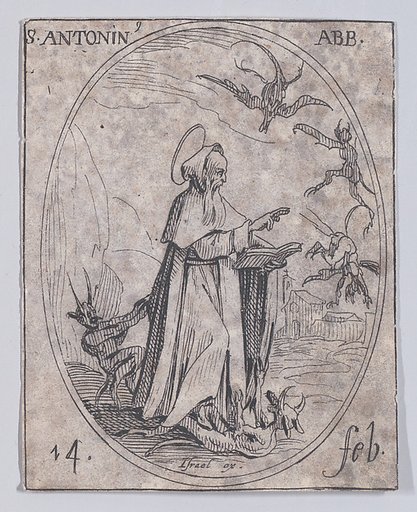 S. Antonin, abbé (St. Anthony, Abbot), February 14th, from "Les Images De Tous Les Saincts et Saintes de L'Année" (Images of All of the Saints and Religious Events of the Year)
