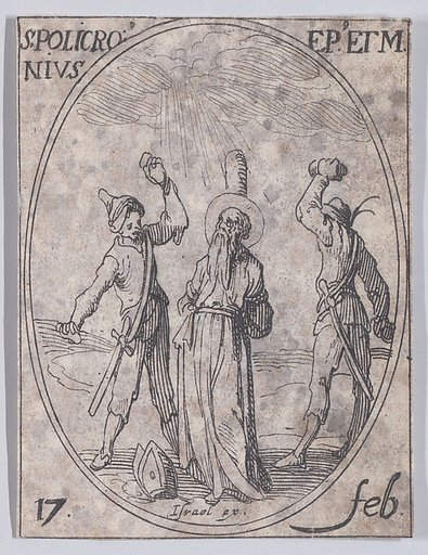 S. Polichroine, évêque et martyr (St. Polychronius, Bishop and Martyr), February 17th, from "Les Images De Tous Les Saincts et Saintes de L'Année" (Images of All of the Saints and Religious Events of the Year)
