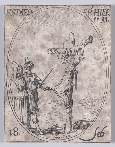 S. Siméon, évêque de Jérusalem, martyr (St. Simeon, Bishop of Jerusalem, Martyr), February 18th, from "Les Images De Tous Les Saincts et Saintes de L'Année" (Images of All of the Saints and Religious Events of the Year)
