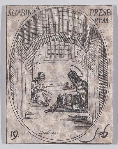 S. Gabin, prêtre et martyr (St. Gabinus, Priest and Martyr), February 19th, from "Les Images De Tous Les Saincts et Saintes de L'Année" (Images of All of the Saints and Religious Events of the Year)