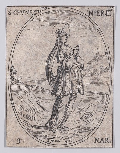 Ste. Cunégonde, impératrice et vierge (St. Cunegund, Empress and Virgin), March 3rd, from "Les Images De Tous Les Saincts et Saintes de L'Année" (Images of All of the Saints and Religious Events of the Year)