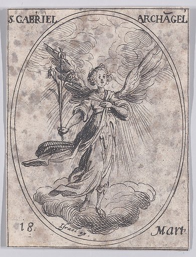 S. Gabriel, archange (St. Gabriel, Archangel), March 18th, from "Les Images De Tous Les Saincts et Saintes de L'Année" (Images of All of the Saints and Religious Events of the Year)