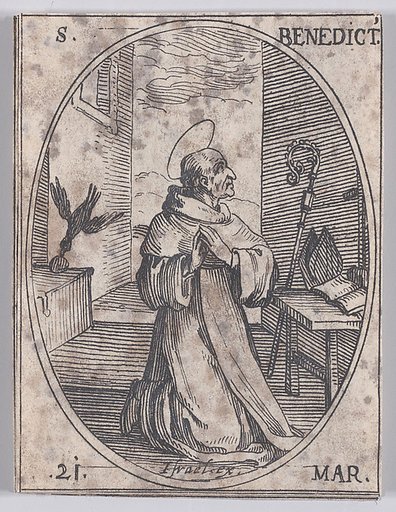 S. Benoit (St. Benedict), March 21st, from "Les Images De Tous Les Saincts et Saintes de L'Année" (Images of All of the Saints and Religious Events of the Year)