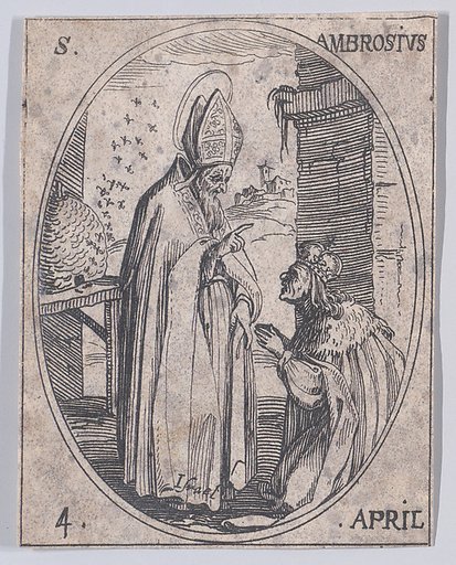 S. Ambroise (St. Ambrose), April 4th, from "Les Images De Tous Les Saincts et Saintes de L'Année" (Images of All of the Saints and Religious Events of the Year)
