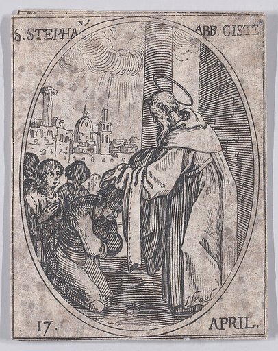 S. Etienne, abbé de Citeaux (St. Stephen, Abbot of Citeaux), April 17th, from "Les Images De Tous Les Saincts et Saintes de L'Année" (Images of All of the Saints and Religious Events of the Year)