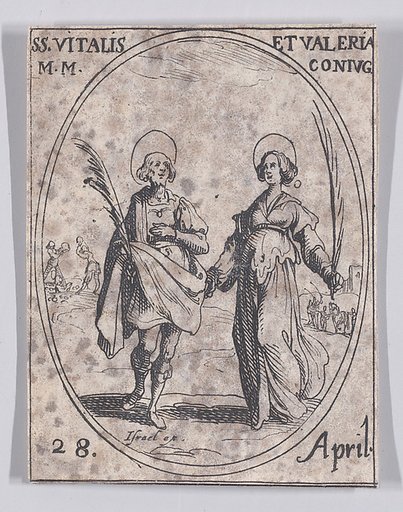 S. Vital et Ste. Valérie (St. Vitalis and St. Valeria), April 28th, from "Les Images De Tous Les Saincts et Saintes de L'Année" (Images of All of the Saints and Religious Events of the Year)