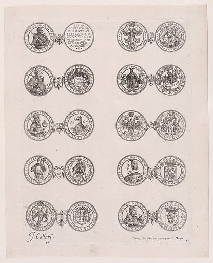 Plate 4, Featuring 10 Coins Issued by European Princes in the 16th and 17th centuries, from "Les Monnaies" (The Currencies)