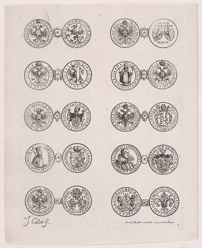 Plate 3, Featuring 10 Coins Issued by European Princes in the 16th and 17th centuries, from "Les Monnaies" (The Currencies)