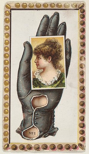 Card Number 1, cut-out from banner advertising the Opera Gloves series (G29) for Allen & Ginter Cigarettes