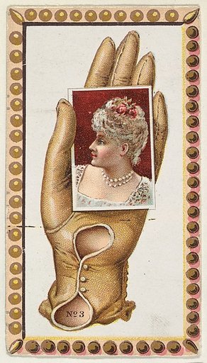 Card Number 3, cut-out from banner advertising the Opera Gloves series (G29) for Allen & Ginter Cigarettes