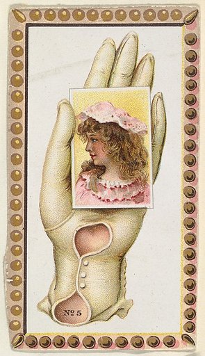 Card Number 5, cut-out from banner advertising the Opera Gloves series (G29) for Allen & Ginter Cigarettes