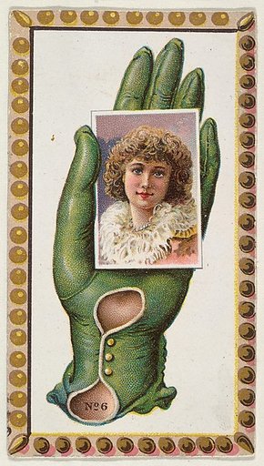 Card Number 6, cut-out from banner advertising the Opera Gloves series (G29) for Allen & Ginter Cigarettes