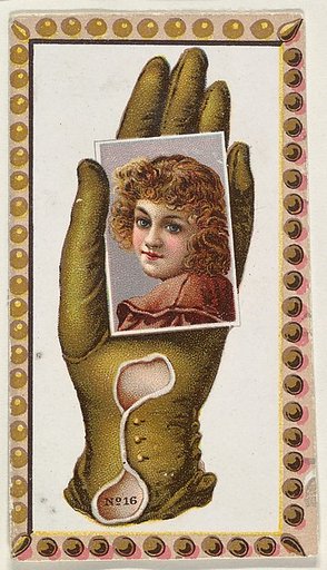 Card Number 16, cut-out from banner advertising the Opera Gloves series (G29) for Allen & Ginter Cigarettes