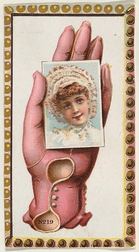 Card Number 19, cut-out from banner advertising the Opera Gloves series (G29) for Allen & Ginter Cigarettes