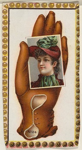 Card Number 24, cut-out from banner advertising the Opera Gloves series (G29) for Allen & Ginter Cigarettes