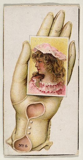 Card Number 5, cut-out from banner advertising the Opera Gloves series (G29) for Allen & Ginter Cigarettes