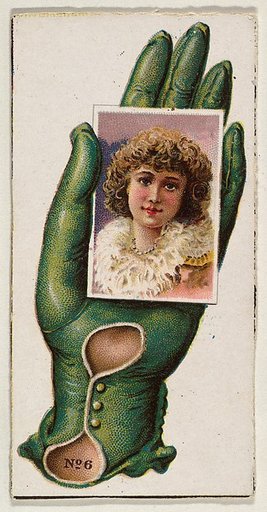 Card Number 6, cut-out from banner advertising the Opera Gloves series (G29) for Allen & Ginter Cigarettes