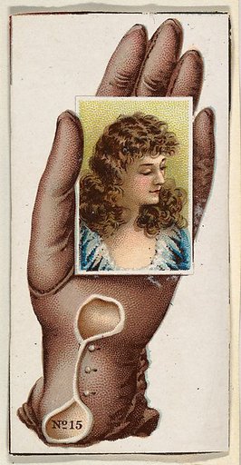 Card Number 15, cut-out from banner advertising the Opera Gloves series (G29) for Allen & Ginter Cigarettes