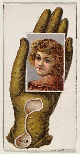 Card Number 16, cut-out from banner advertising the Opera Gloves series (G29) for Allen & Ginter Cigarettes