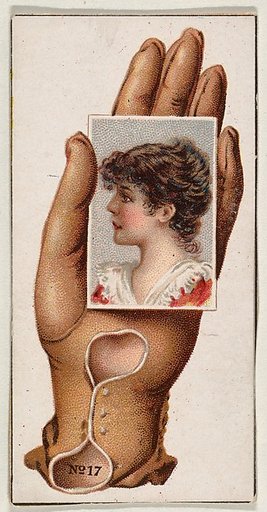 Card Number 17, cut-out from banner advertising the Opera Gloves series (G29) for Allen & Ginter Cigarettes