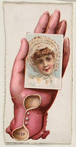 Card Number 19, cut-out from banner advertising the Opera Gloves series (G29) for Allen & Ginter Cigarettes