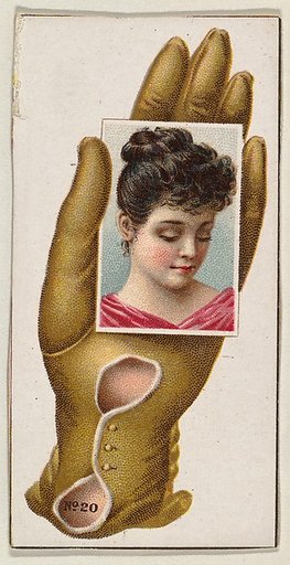 Card Number 20, cut-out from banner advertising the Opera Gloves series (G29) for Allen & Ginter Cigarettes