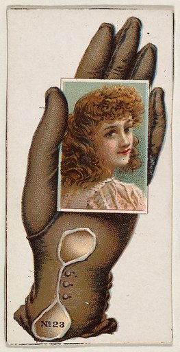 Card Number 23, cut-out from banner advertising the Opera Gloves series (G29) for Allen & Ginter Cigarettes