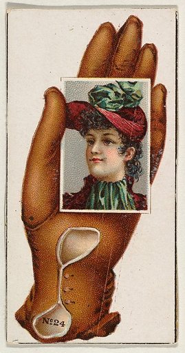 Card Number 24, cut-out from banner advertising the Opera Gloves series (G29) for Allen & Ginter Cigarettes