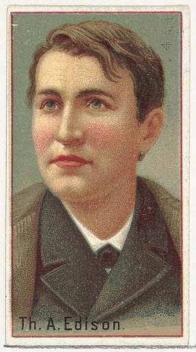 Thomas A. Edison, printer's sample for the World's Inventors souvenir album (A25) for Allen & Ginter Cigarettes